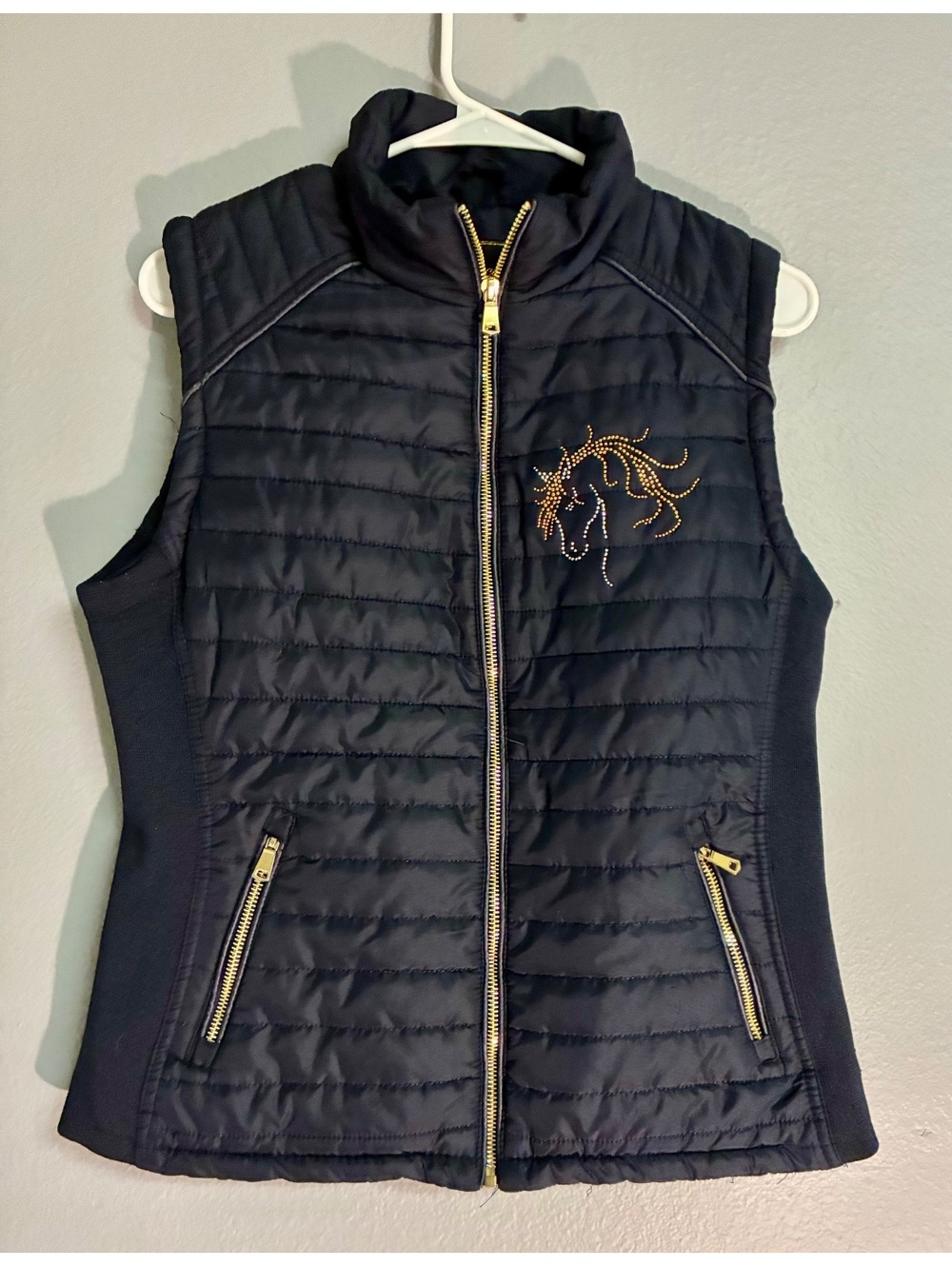 Special One by Rock Women's Quilted Vest Size M Rhinestone Horse Equestrian